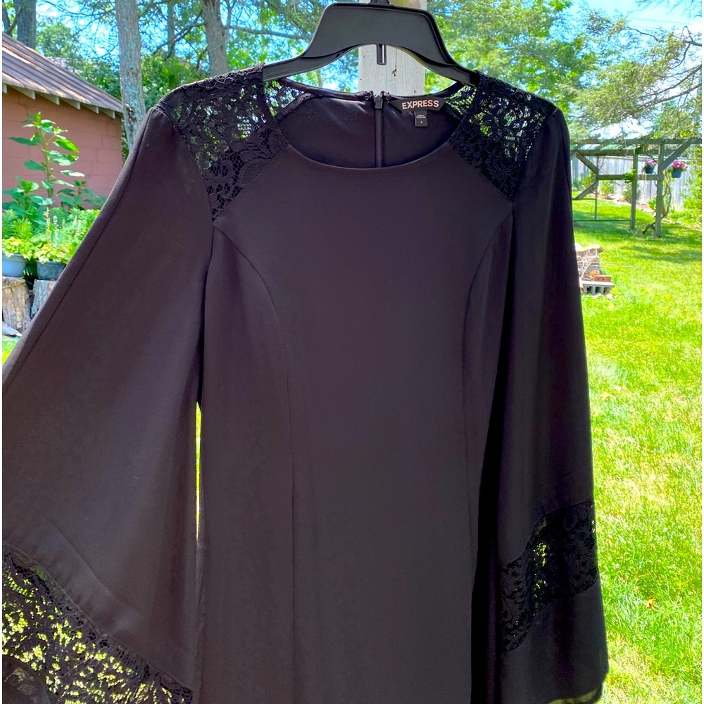 Express Black Mini Dress with Winged Sleeves Size 4